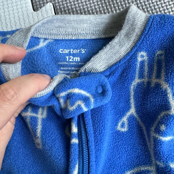 Carter’s  Fleece Moose Pajama - Size 12 Months - Picture 2 of 2
